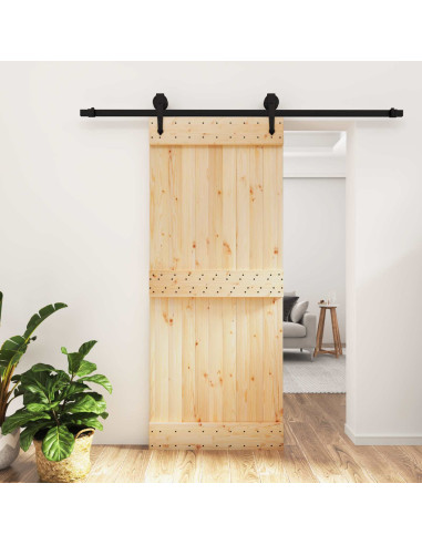 Porta scorrevole Naturale e Nero 85 x 210 cm