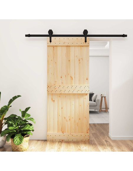 Porta scorrevole Naturale e Nero 85 x 210 cm