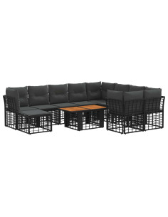 Set Divano da Giardino 11 pz Nero e Grigio scuro polyrattan 2