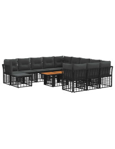 Set Divano da Giardino 13 pz Nero e Grigio scuro polyrattan 2