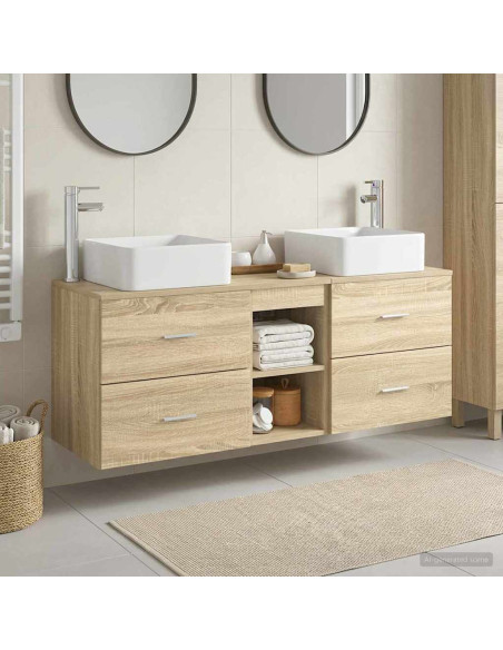 Set di Armadi da Bagno 3 pz Rovere Sonoma 49,5 x 41 x 63 cm