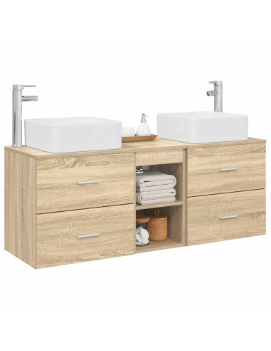 Set di Armadi da Bagno 3 pz Rovere Sonoma 49,5 x 41 x 63 cm
