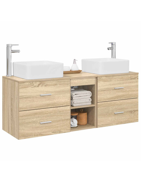 Set di Armadi da Bagno 3 pz Rovere Sonoma 49,5 x 41 x 63 cm