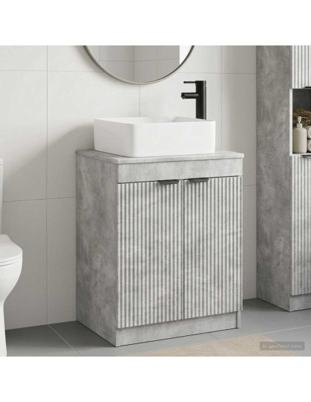 Set di mobili per il bagno Grigio Cemento Legno ingegnerizzato