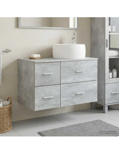 Set di mobili per il bagno 2 pz Grigio Cemento