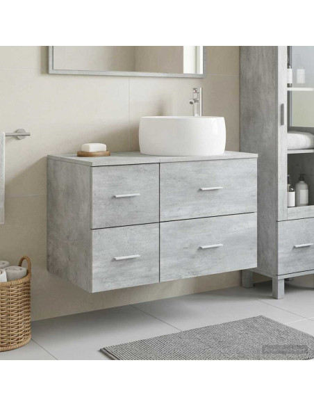Set di mobili per il bagno 2 pz Grigio Cemento