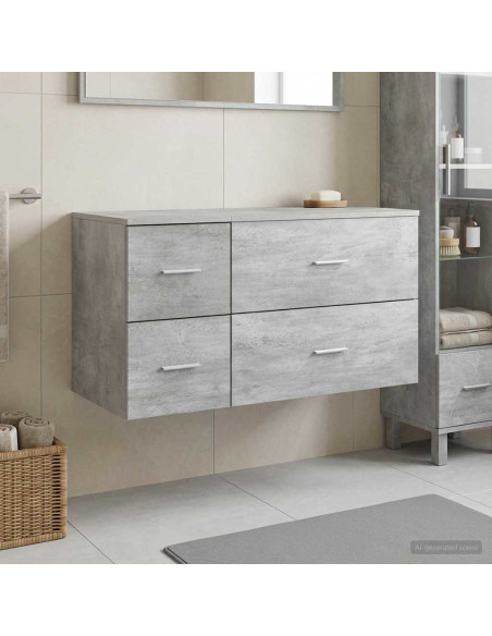 Set di mobili per il bagno 2 pz Grigio Cemento