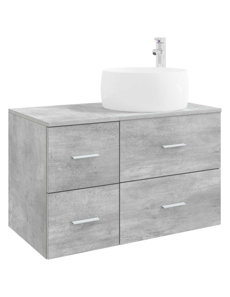Set di mobili per il bagno 2 pz Grigio Cemento