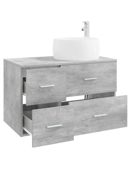 Set di mobili per il bagno 2 pz Grigio Cemento