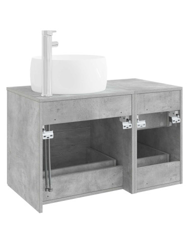 Set di mobili per il bagno 2 pz Grigio Cemento
