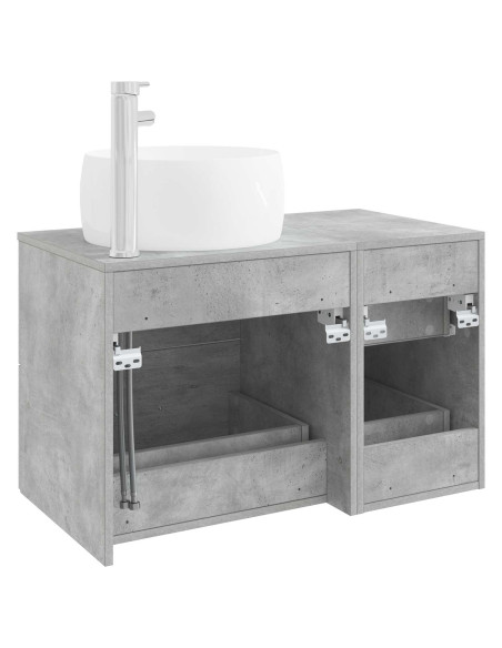 Set di mobili per il bagno 2 pz Grigio Cemento