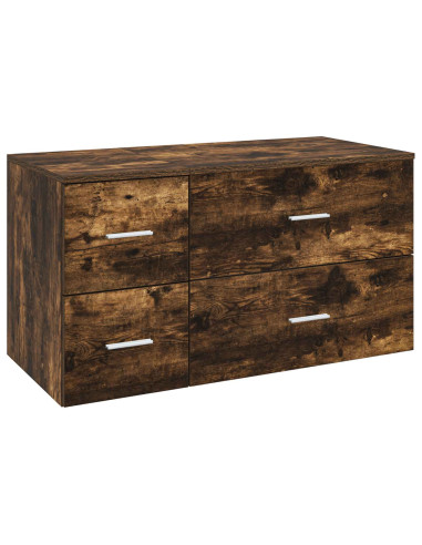 Set di mobili per il bagno 2 pz Rovere Fumo