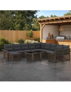 Set Divano da Giardino 12 pz Grigio e Grigio Scuro polyrattan