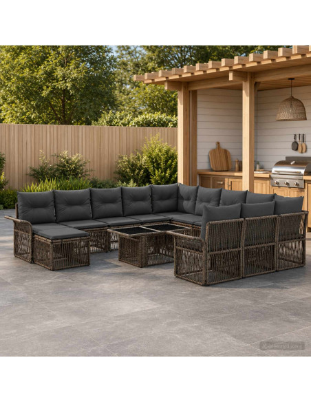 Set Divano da Giardino 13 pz Grigio e Grigio Scuro polyrattan
