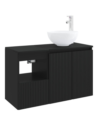 Set di mobili per il bagno 2 pz Nero Legno ingegnerizzato