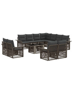 Set Divano da Giardino 12 pz Grigio e Grigio Scuro polyrattan 2