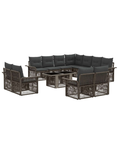Set Divano da Giardino 12 pz Grigio e Grigio Scuro polyrattan