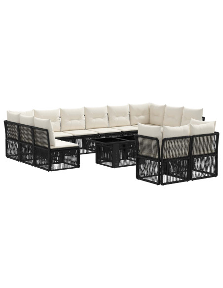 Set Divano da Giardino 13 pz Nero polyrattan
