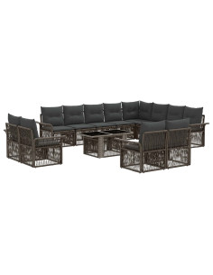 Set Divano da Giardino 13 pz Grigio e Grigio Scuro polyrattan 2