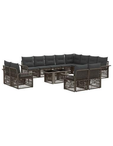 Set Divano da Giardino 13 pz Grigio e Grigio Scuro polyrattan