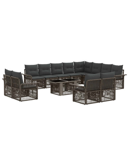 Set Divano da Giardino 13 pz Grigio e Grigio Scuro polyrattan