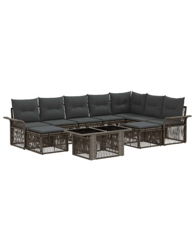 Set Divano da Giardino 10 pz Grigio e Grigio Scuro polyrattan