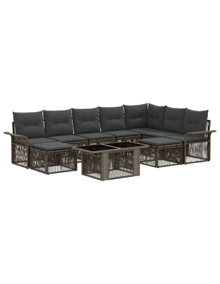 Set Divano da Giardino 10 pz Grigio e Grigio Scuro polyrattan