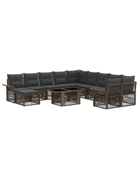 Set Divano da Giardino 12 pz Grigio e Grigio Scuro polyrattan