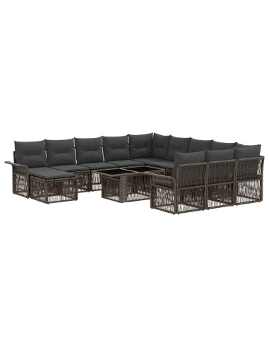 Set Divano da Giardino 13 pz Grigio e Grigio Scuro polyrattan