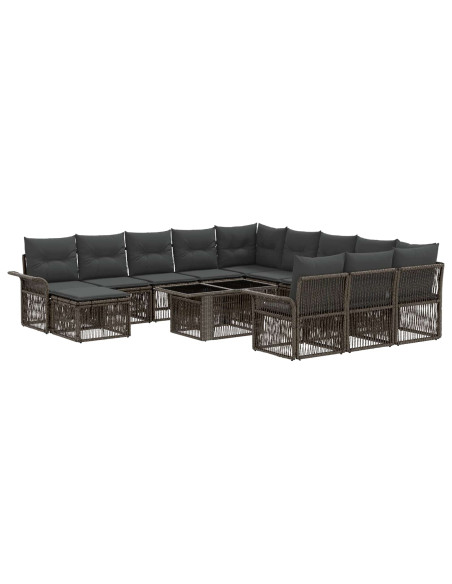 Set Divano da Giardino 13 pz Grigio e Grigio Scuro polyrattan