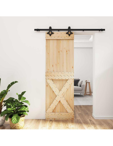 Porta scorrevole Naturale e Nero 70 x 210 cm