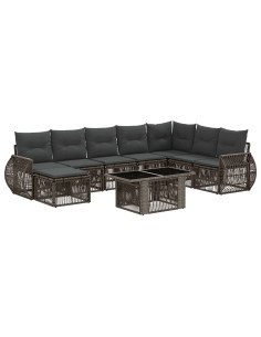 Set Divano da Giardino 9 pz Grigio e Grigio Scuro polyrattan 2