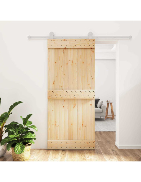 Porta scorrevole Naturale e Bianco 90 x 210 cm