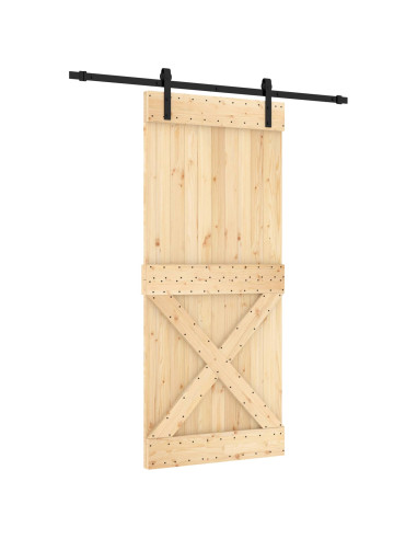 Porta scorrevole Naturale e Nero 90 x 210 cm