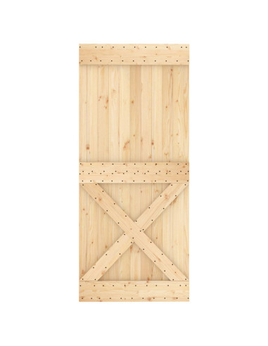Porta scorrevole Naturale e Nero 90 x 210 cm