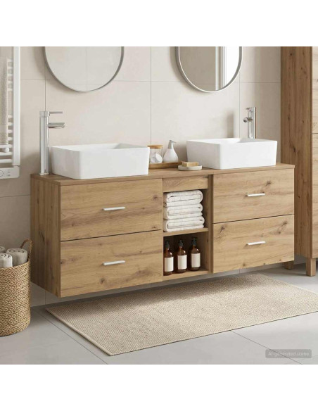 Set di Armadi da Bagno 3 pz Rovere Artigianale