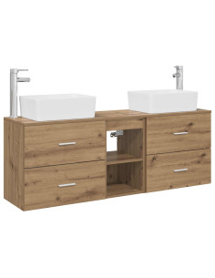 Set di Armadi da Bagno 3 pz Rovere Artigianale 2