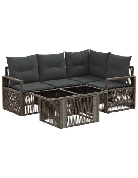 Set Divano da Giardino 5 pz Grigio e Grigio Scuro polyrattan