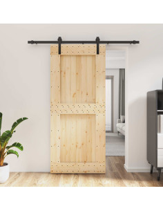 Porta scorrevole Naturale e Nero 90 x 210 cm