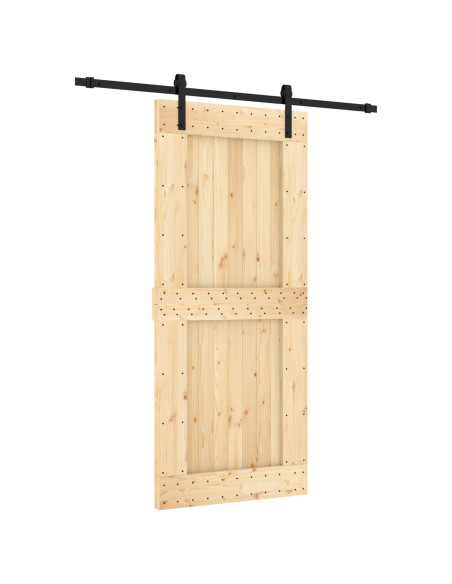 Porta scorrevole Naturale e Nero 90 x 210 cm