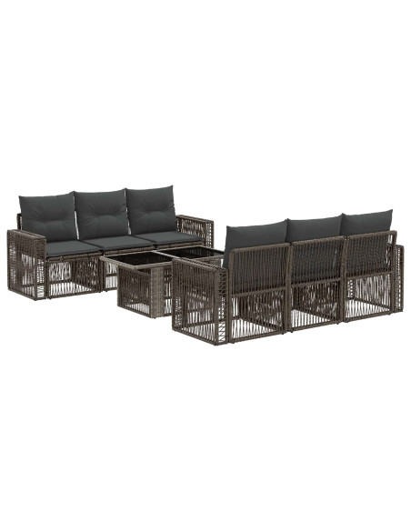 Set Divano da Giardino 7 pz Grigio e Grigio Scuro polyrattan