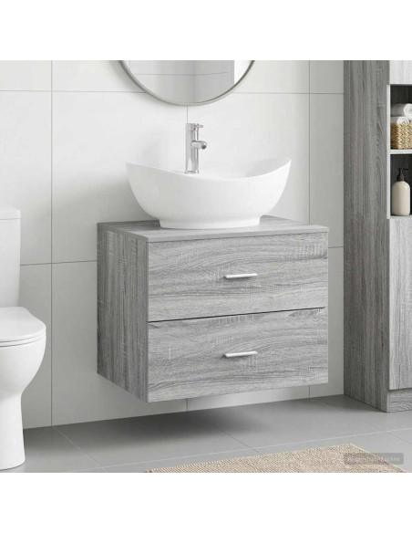 Set di mobili per il bagno Sonoma grigio Legno ingegnerizzato