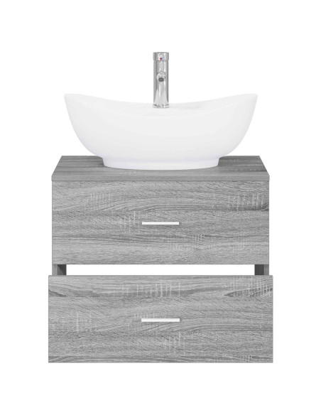 Set di mobili per il bagno Sonoma grigio Legno ingegnerizzato