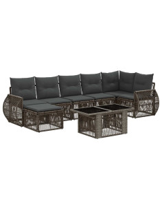 Set Divano da Giardino 8 pz Grigio e Grigio Scuro polyrattan 2