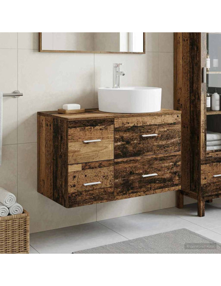 Set di mobili per il bagno 2 pz Legno antico