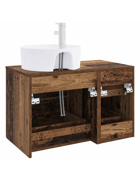 Set di mobili per il bagno 2 pz Legno antico