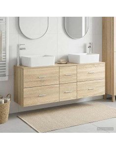 Set di Armadi da Bagno 3 pz Rovere Sonoma 53 x 34,5 x 63 cm