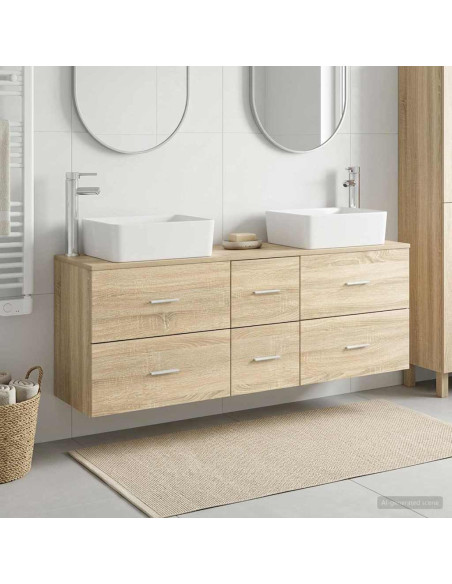 Set di Armadi da Bagno 3 pz Rovere Sonoma 53 x 34,5 x 63 cm