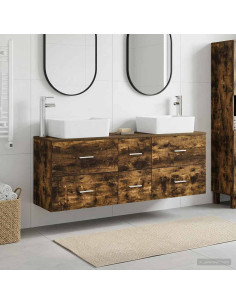 Set di Armadi da Bagno 3 pz Rovere Fumo 53 x 34,5 x 63 cm