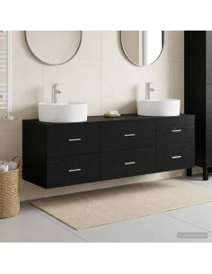 Set di Armadi da Bagno 3 pz Nero 62,5 x 44,5 x 50 cm